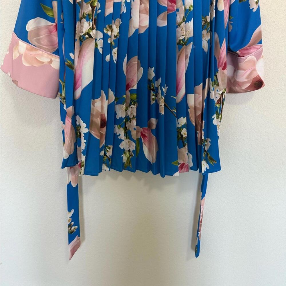 TED BAKER LONDON Harmony Pleat Back Kimono Jacket Blue and Pink Floral Small - Picture 10 of 13